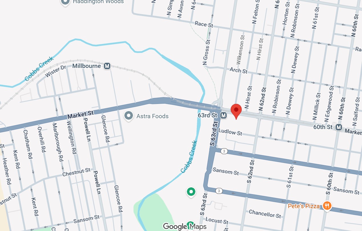 map showing location of West Philadelphia Community Wellness Center