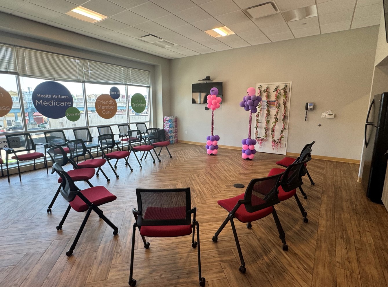 arranged chairs in a meeting room at the West Philadelphia Community Wellness Center