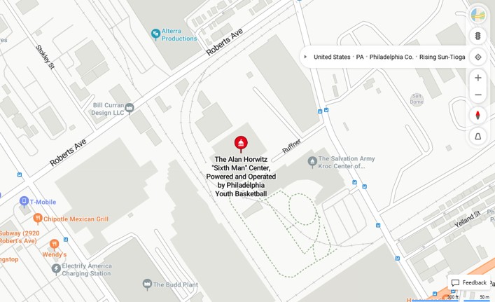 map location of Community Wellness Center at Philadelphia Youth Basketball
